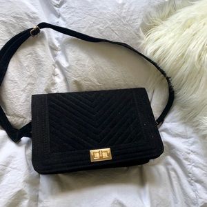 Black suede crossbody